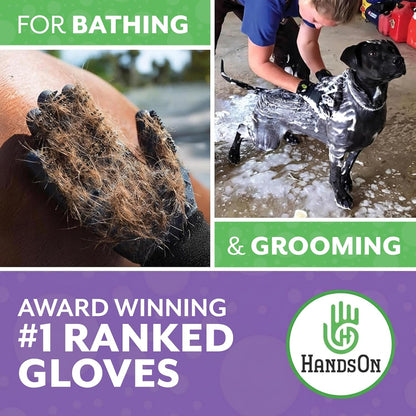 H HANDSON #1 Ranked, Award Winning Handson Gloves for Shedding, Bathing, Grooming, De-Shedding Horses/Dogs/Cats/Livestock/Small Pets - Green Medium