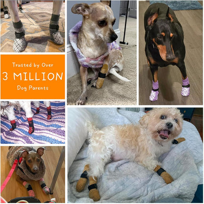 BEAUTYZOO Dog Socks to Prevent Licking Paws -Dog Shoes for Hot Pavement & Hardwood Floors Anti Slip, Traction Control Boots & Paw Protectors with Double Side Grips for Small Medium Large Senior Dogs