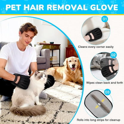 vorona Carpet Rake for Pet Hair Removal, 3 in 1 Pet Hair Removal Broom Tool with 54" Adjustable Long Handle, Reusable Dog & Cat Carpet Scraper,Pet Hair Remover for Rugs, Mats, Curtains, Couch