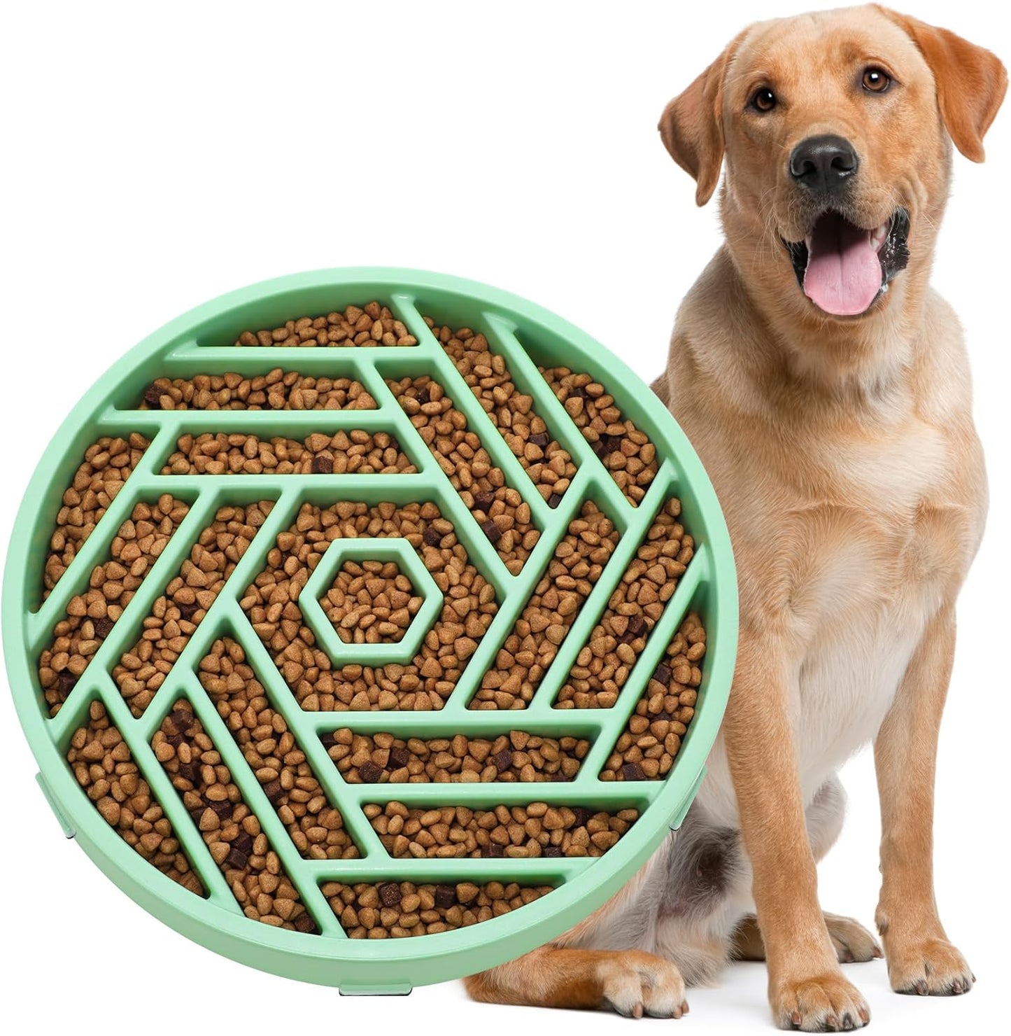 WHIPPY Slow Feeder Dog Bowl, Puzzle Maze Design to Slow Down Eating, 3-Cup Capacity, Anti-Gulping Food Bowl for Medium & Large Dogs,Black