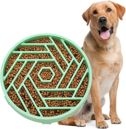 WHIPPY Slow Feeder Dog Bowl, Puzzle Maze Design to Slow Down Eating, 3-Cup Capacity, Anti-Gulping Food Bowl for Medium & Large Dogs,Black