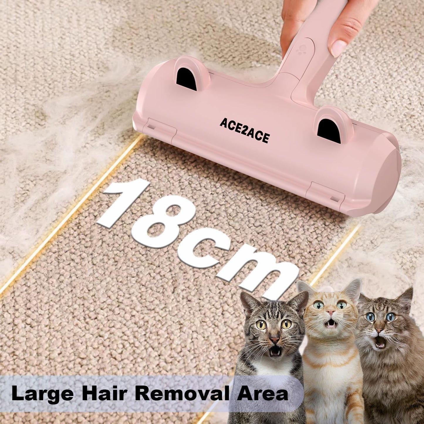 ACE2ACE Pet Hair Removal Tool, Reusable Lint Roller for Pet Hair, Self Clean Cat Hair Remover with Dust Bin, Dog Hair Remover for Couch, Furniture, Carpet, Sofa and Bedding