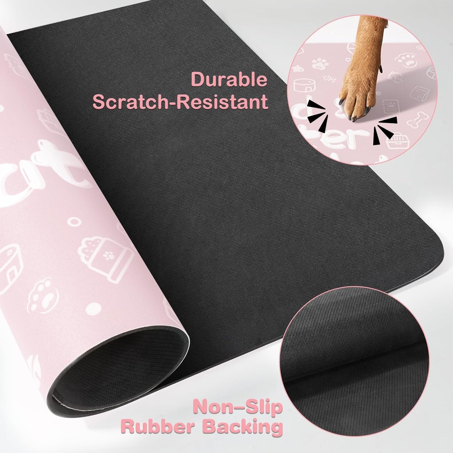 Pet Feeding Mat,Dog Cat Mat for Food and Water,Dog Bowl Waterproof Placemat with Rubber Backing,Absorbent Quick Dry Water Dispenser Mat for Pet（Dark Gray 12"×18"）