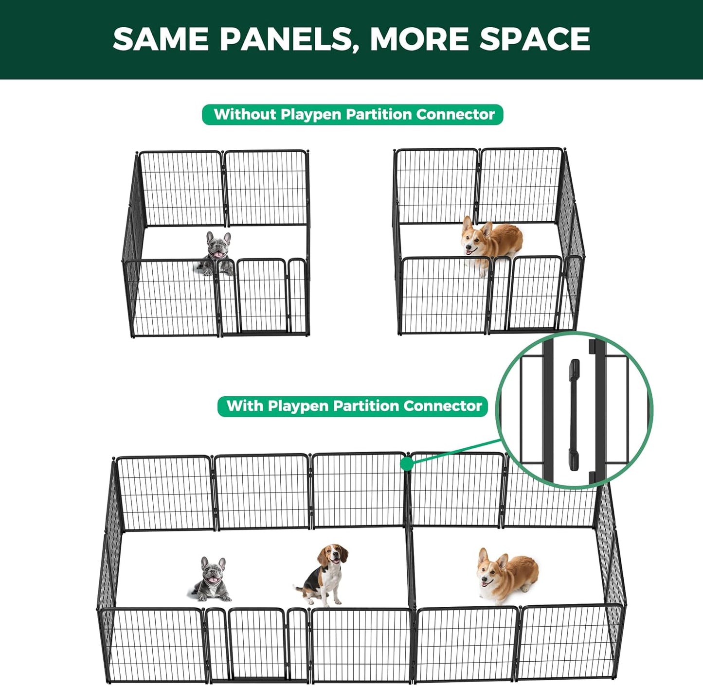 FXW Homeplus Unleashed Indoor Dog Playpen - Stress-Free and Safe Play, Heavy Duty 24 Inch 6 Panels Dog Pen for Puppy and Small Dogs, Black│Patented