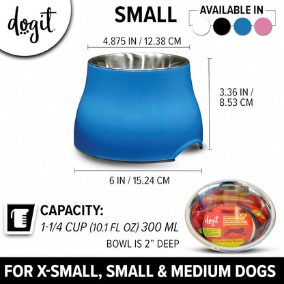 Dogit Elevated Dog Bowl, Stainless Steel Dog Food and Water Bowl for Large Dogs, White, 73753