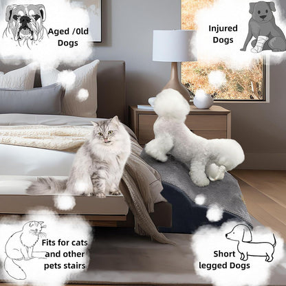 Necrely 4-Step Dog Stairs for High Beds 18-24 Inch Pet Steps 2 3 4 5 Tier Ladder Non-Slip Sturdy Ramp Small Medium Large Dog Steps to Couch Bed Old Dogs Balanced Pet Stairs for Getting on Bed