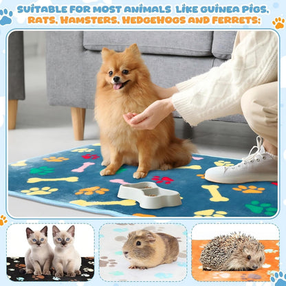 Tegeme 6 Pcs Waterproof Dog Blanket 24 x 16 Inch Paw Print Pet Blanket for Dogs Cats Puppy Washable Soft Fluffy Fleece Rug Flannel Throw Warm Sleep Mat for Kitten Doggy
