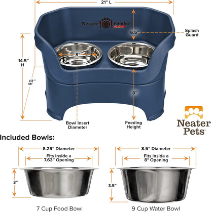 Neater Pet Brands Neater Feeder Deluxe Mess Proof Dog Bowls Elevated for Large Dogs Over 40 lbs, Made in USA, No Spill Raised Dog Food Bowl Stand Feeding Station, Food and Water Bowl Set, Black