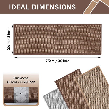 Natural Linen Non Slip Stair Treads, 15 Pack 8" X 30" Carpet Stair Treads with Reusable TPE Adhesive Backing, Non Slip Stair Runner Indoor for Kids Elders and Pets, Machine Washable, Brown Weave