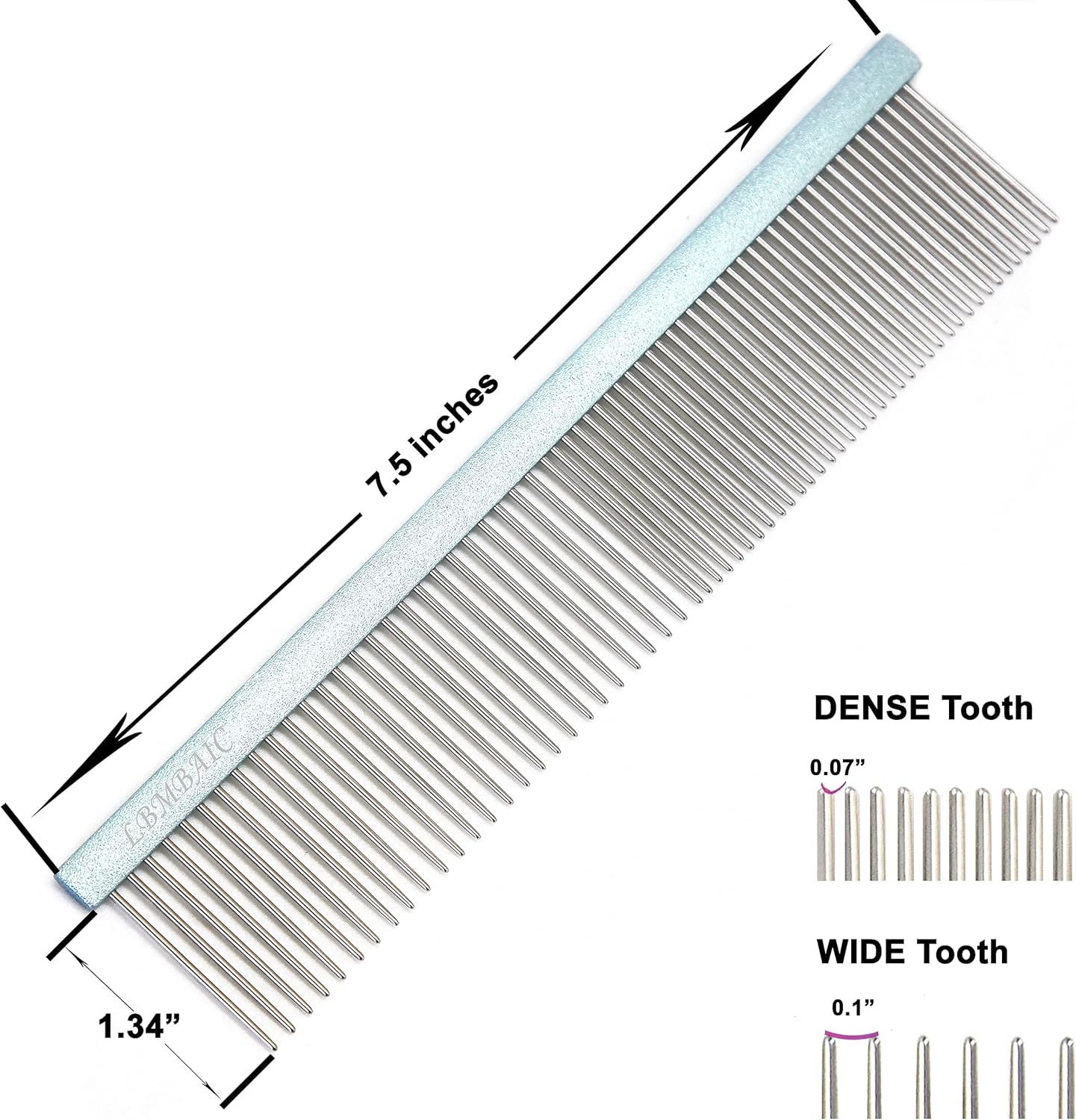 Metal Dog Grooming Comb for Shedding Tangles,Knots,Mats.Dog Combs With Long Wide Tooth for Long Thick Curly Hair Metal Pet Comb for Poodles and Goldendoodles Dematting.7.5INCHES.(Blue)