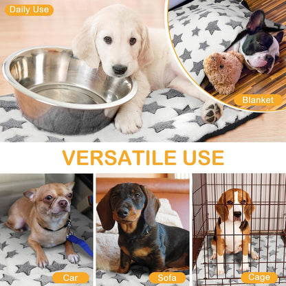 VitalCozy 4 Pcs Dog Crate Pads, Ultra Soft Warm Washable Anti-Slip Kennel Bed Mat for Pets, Reversible, Replaceable, Cage Liner for Small Medium Large Dogs and Cats (18 x 24 x 1.6 Inch,Star,Gray)