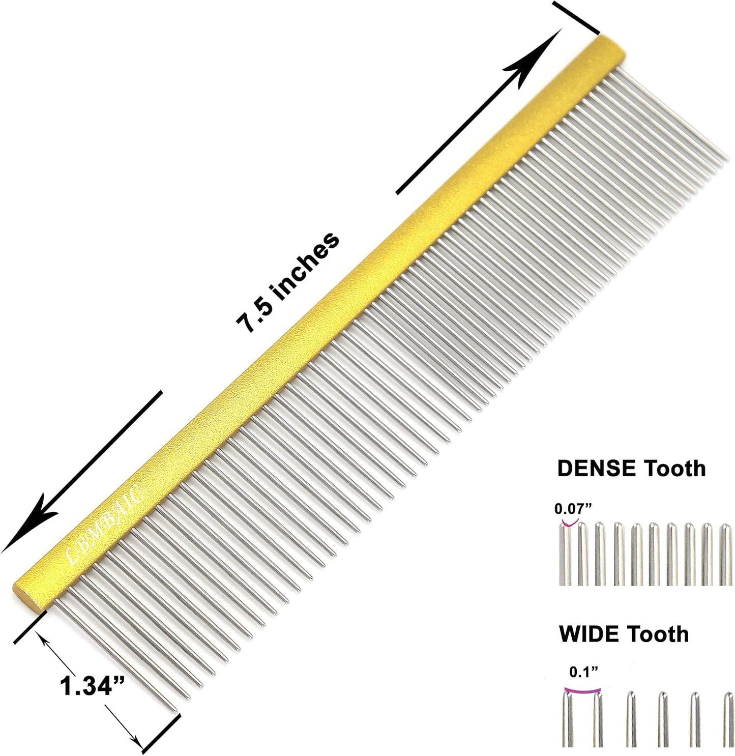 Metal Dog Grooming Comb for Shedding Tangles,Knots,Mats.Dog Combs With Long Wide Tooth for Long Thick Curly Hair Metal Pet Comb for Poodles and Goldendoodles Dematting.7.5INCHES.(Blue)