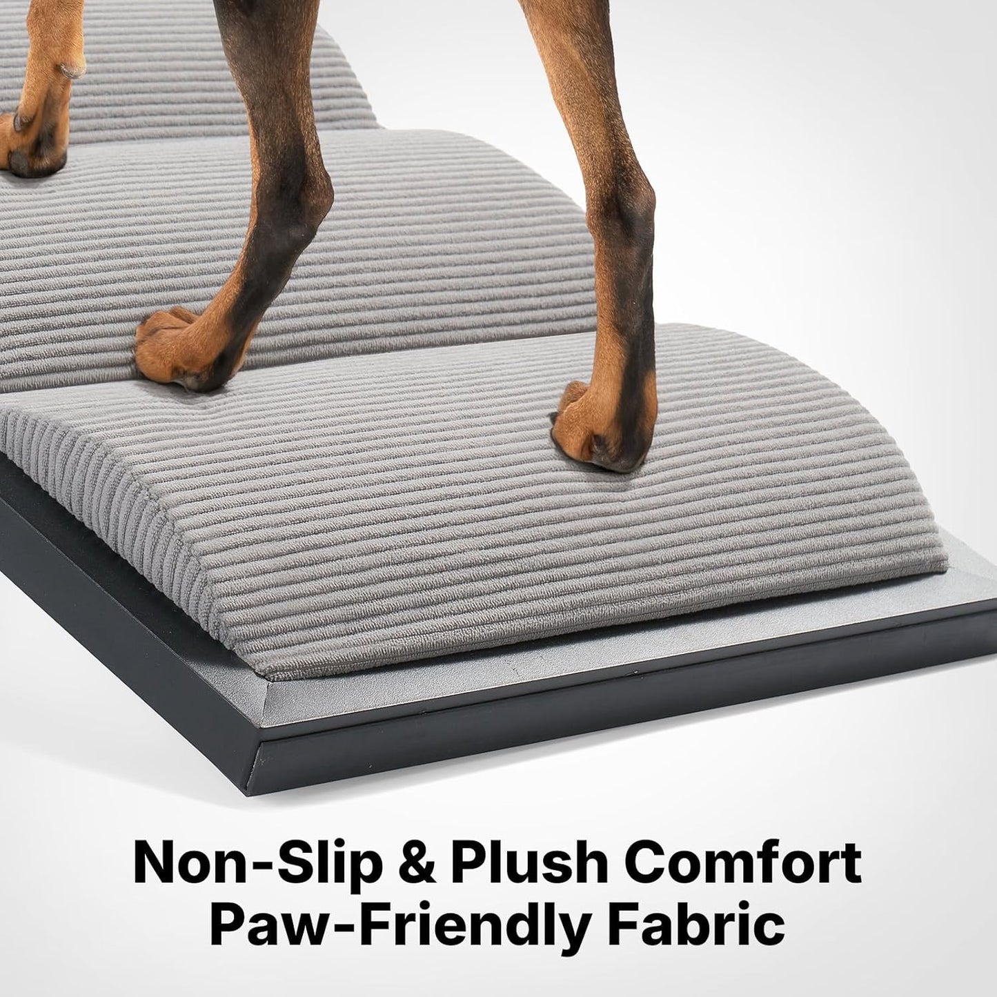 Veehoo Dog Ramp for Bed Couch Height Adjustable from 12" to 20", Foldable Stairs for Dogs to Get on Bed 17" Extra Wide, Portable Pet Doggie Steps Indoor with Non Slip Pad, Support up to 150 lbs