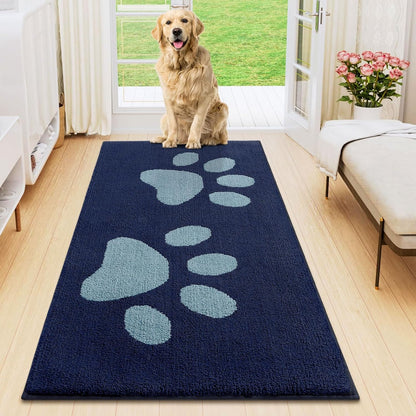 Smiry Dog Door Mat for Muddy Paws, Absorbs Moisture and Dirt, Low-Profile Entryway Mat with Non-Slip Backing, Entry Indoor Outdoor Doormat for Inside Floor (30x20 Inches, Grey, Striped)