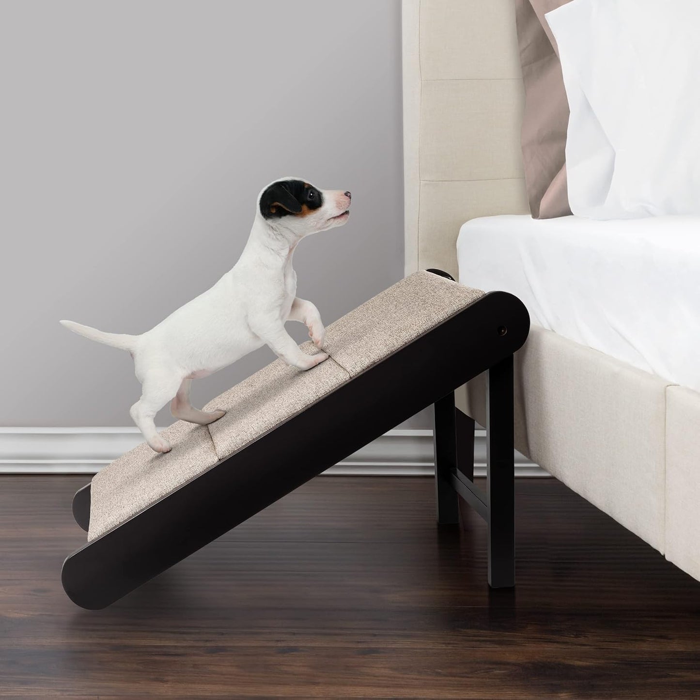 Pet Ramp - Foldable Wooden Dog Ramp for Getting onto Beds, Couches, or Into Vehicles - Dog Accessories for Small Dogs by PETMAKER (Brown)