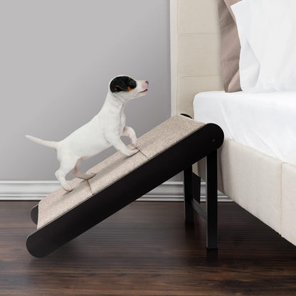 Pet Ramp - Foldable Wooden Dog Ramp for Getting onto Beds, Couches, or Into Vehicles - Dog Accessories for Small Dogs by PETMAKER (Brown)