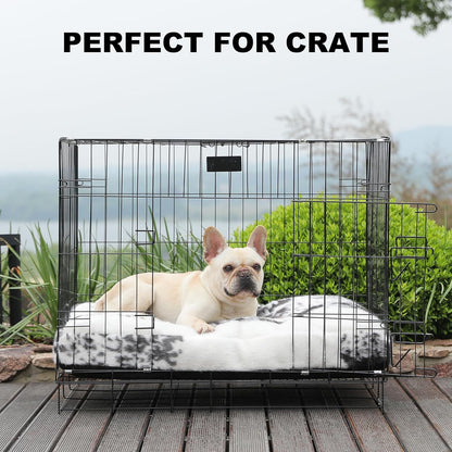 Bedfolks Waterproof Dog Crate Bed, Plush With Removable Washable Cover, Faux Fur Crate Pad for Medium Dogs, Fluffy Kennel 29"x21", Dark Grey