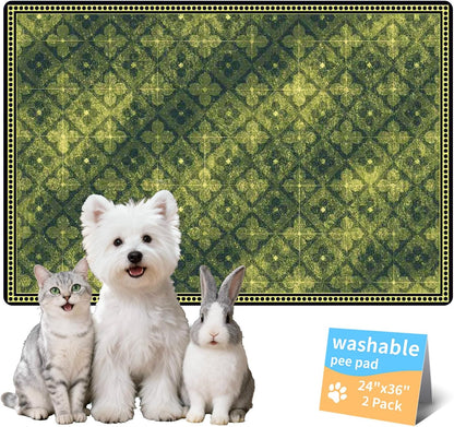 Washable Pee Pads for Dogs, Reusable Puppy Potty Training Pads, Ultra-Absorbent Thick Waterproof Leak-Proof Non-Slip Pads & Mat for Crate, Playpen, Floor, Whelping & Housebreaking , 2 Pack 18"x24"