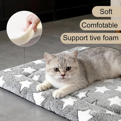 Dog Bed Mat, Reversible Crate Pad & Cute Dog Bed - Machine Washable Kennel Mat with Ultra Soft for Small Dogs (Cool/Warm), 24" x 18", Grey&Star