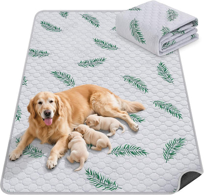 WanpeeGoo Washable Pee Pads for Dogs, 2Pack Reusable Puppy Pads, Super Absorbent & Leakproof Dog Pads, Anti-Slip Dog Pee Pads for Puppy Training & Incontinence, Feather Pattern 36"x41"