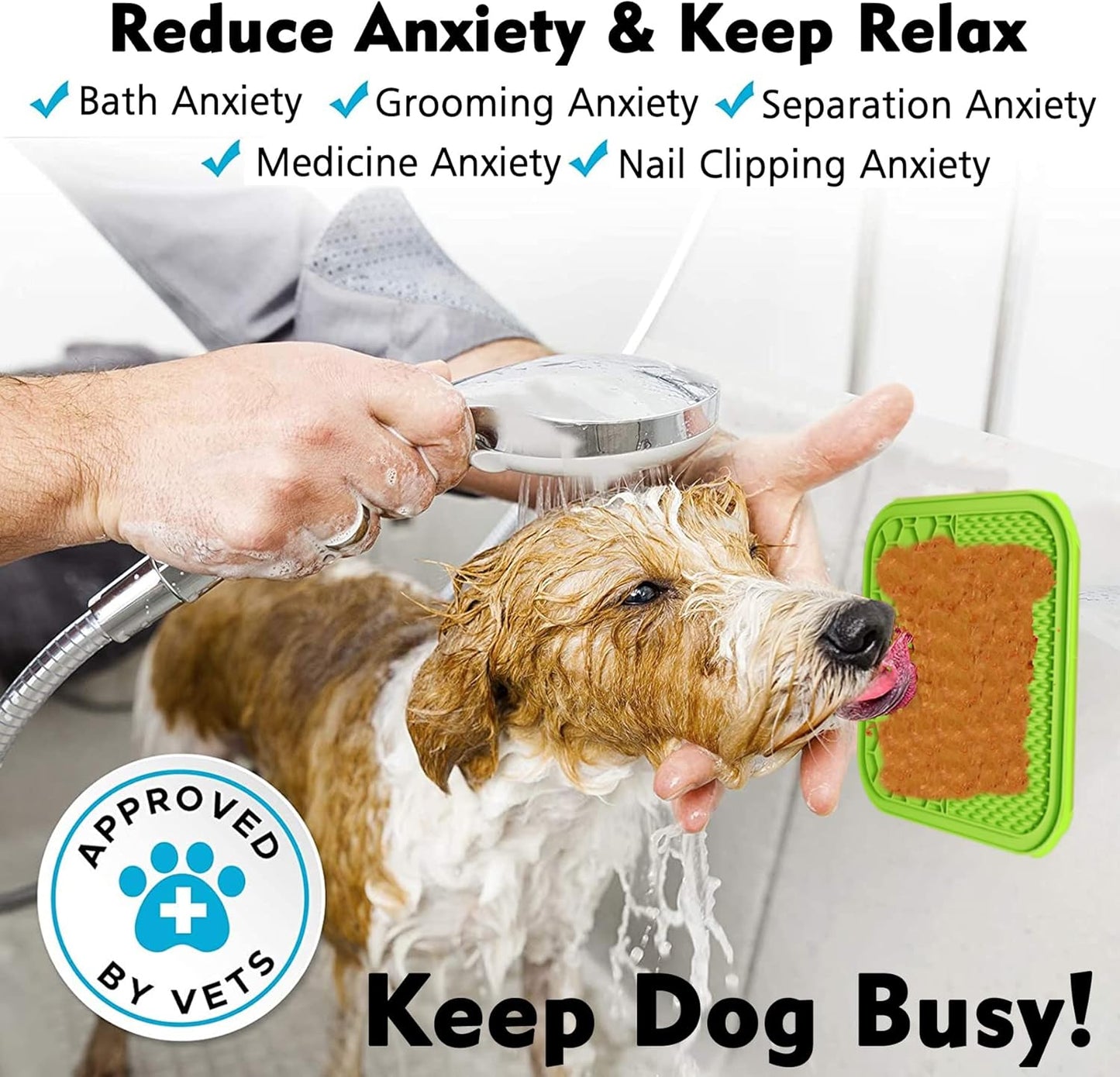 Lick Mat for Dogs, Dog Lick Mat with Suction Cups for Anxiety, Peanut Butter Dog Licking Mat Slow Feeder Dispensing Treater Lick Pad for Dogs Cats Grooming Bathing and Training (Grey)