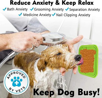 Lick Mat for Dogs, Dog Lick Mat with Suction Cups for Anxiety, Peanut Butter Dog Licking Mat Slow Feeder Dispensing Treater Lick Pad for Dogs Cats Grooming Bathing and Training (Grey)