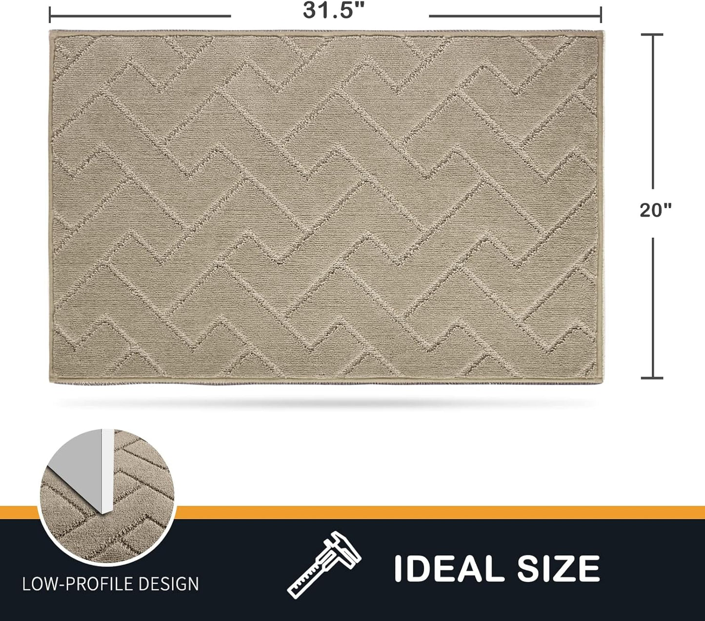 PURRUGS Dirt Trapping Door Mat 20" x 31.5", Non-Slip Machine Washable Entry Rug, Dog Doormat, Indoor Front Door Mat, Super Absorbent Entryway Rug for Muddy Shoes & Paws, Taupe