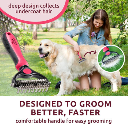 Pat Your Pet Deshedding Dog Brush For Shedding – Cat Brushes For Indoor Cats, Double-Sided Cat Brush Deshedding & Grooming Tool For Long Haired And Short Haired Dogs, Skin-Friendly