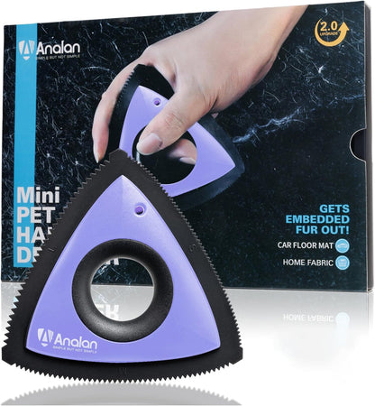 Analan Mini Pet Hair Remover for Car Detailing Supplies, Carpet Dog Hair Remover for Car Interior, Triangle Dog Hair Remover for Auto Detailing, Couch, Furniture, Lint, Carpet (Jet Black)