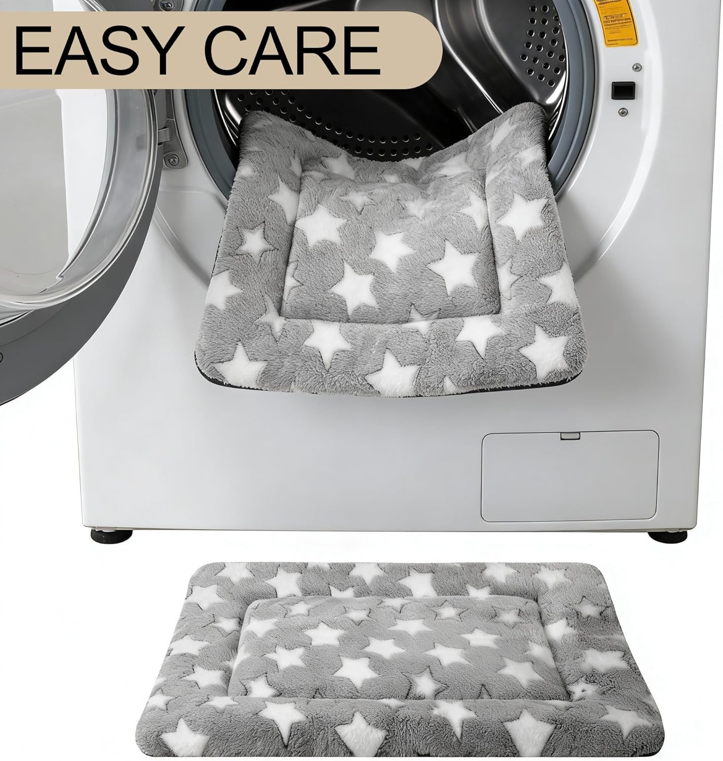 Dog Bed Mat, Reversible Crate Pad & Cute Dog Bed - Machine Washable Kennel Mat with Ultra Soft for Small Dogs (Cool/Warm), 24" x 18", Grey&Star