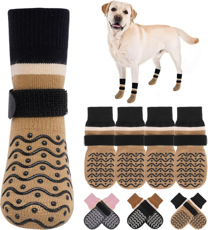 BEAUTYZOO Dog Socks to Prevent Licking Paws -Dog Shoes for Hot Pavement & Hardwood Floors Anti Slip, Traction Control Boots & Paw Protectors with Double Side Grips for Small Medium Large Senior Dogs