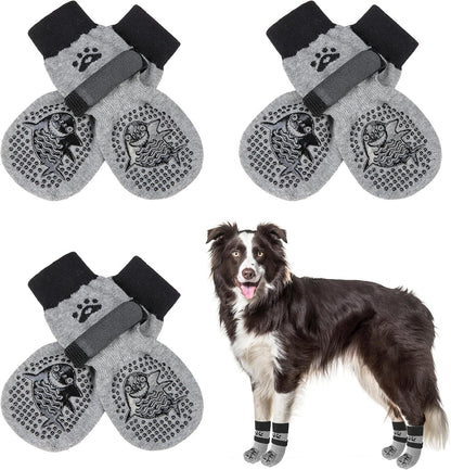 SCENEREAL 6Pcs Anti Slip Dog Socks to Prevent Licking Paws for Hot/Cold Pavement, Dog Grippy Socks for Hardwood Floors, Dog Shoes for Boots & Paw Protectors for Puppy Small Medium Large Senior Dogs