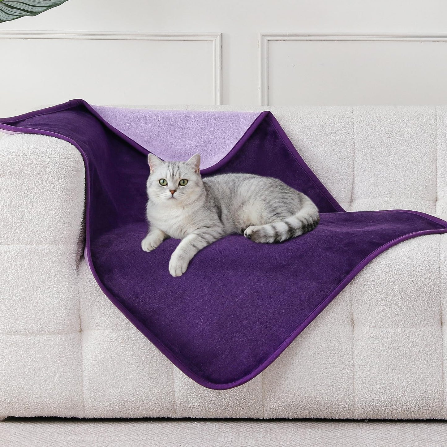 Waterproof Blanket 60"x80" for Adults, Reversible Waterproof Bed Cover for Dogs Cats Pets, Soft Leakproof Blanket for Bed Couch Sofa Furniture Protector, Dusty Pink/Off White