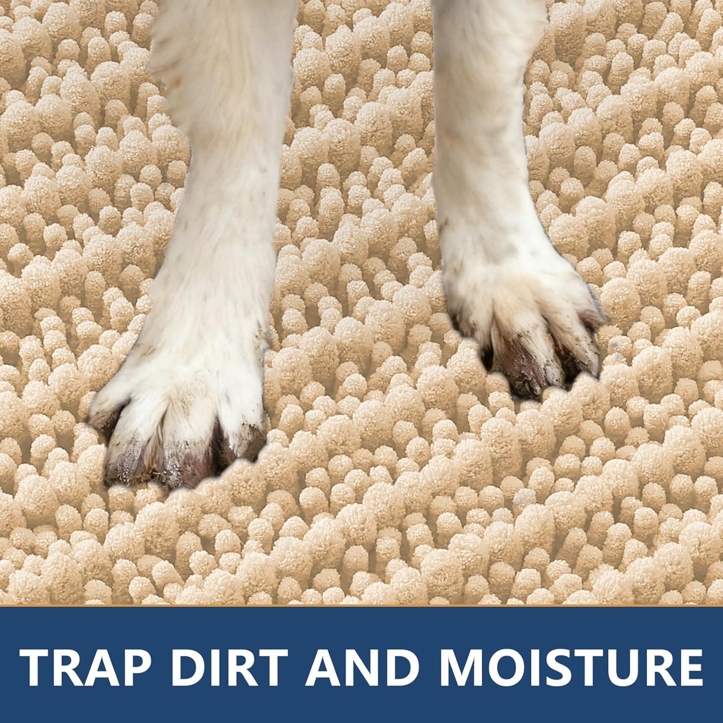 Smiry Dog Door Mat for Muddy Paws 30x20, Extra Soft Absorbent Chenille Doormat, Trap Moisture and Dirt, Non-Slip Machine Washable Front Door Mat for Indoor Entrance Inside Floor, Grey