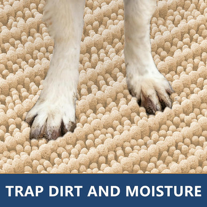 Smiry Dog Door Mat for Muddy Paws 30x20, Extra Soft Absorbent Chenille Doormat, Trap Moisture and Dirt, Non-Slip Machine Washable Front Door Mat for Indoor Entrance Inside Floor, Grey