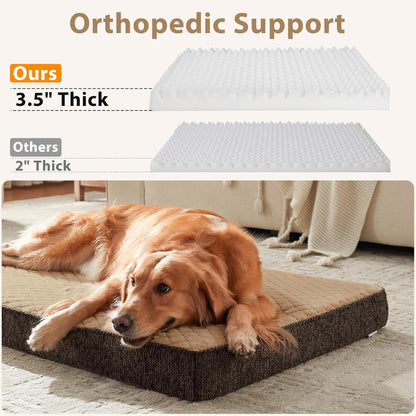 JOEJOY XL Dog Beds Large Sized Dog, Orthopedic Big Dogs Crate Bed with Washable Removable Cover, Extra Thick Egg-Crate Memory Foam Pet Beds up to 80 lbs, Grey, 41"x27"