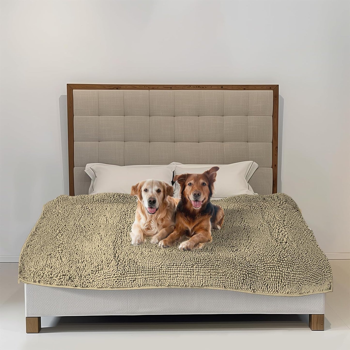 Muddy Mat® Dog Blanket - Chenille Water Absorption Blanket for Bed & Couch Cover for Dogs Washable, Anti-Slip Soft and Durable Furniture Protector for Dogs - Grey 52"x72"