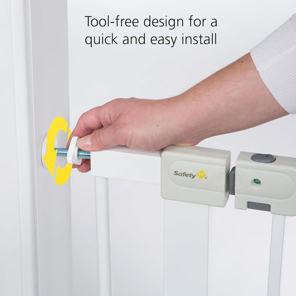Safety 1st Easy Install Baby Gate for Doorways, Auto-Close Pressure-Mounted Magnetic Latch, Indoor Dog Gates, No Drilling, Fits 29"-38", Grey