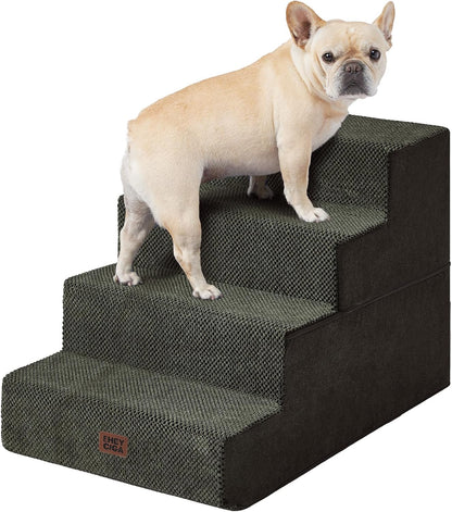 EHEYCIGA Dog Stairs for High Bed 22.5" H, 5-Step Dog Steps for Bed, Pet Steps for Small Dogs and Cats, Non-Slip Balanced Pet Ramp Indoor, Grey