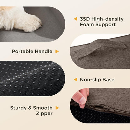 Joydeco Dog Stairs for Bed 17.1" H, 3-Step Pet Steps for Small Dogs and Cats, Dog Steps for High Bed, Non-Slip Balanced Ramp Indoor Pet Stairs, Beige