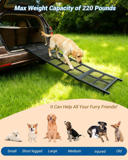 Dog Ramp for Car, 74" Long & 20" Wide Folding Outdoor Pet Ramp for Large Dogs, Non-Slip Safe Ramp for Truck/SUV/RV/Car