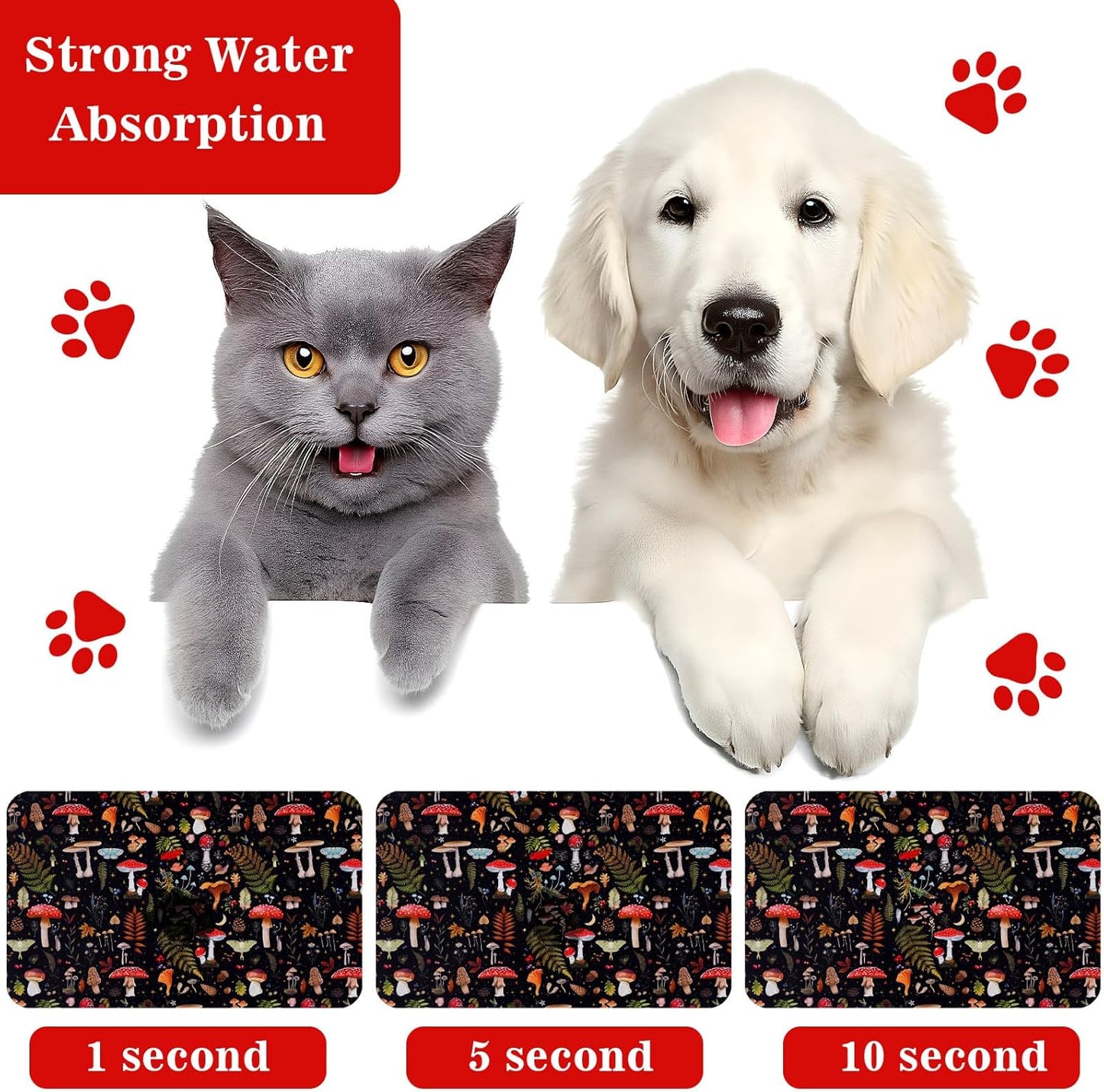 Dog Food Mats for Floors Waterproof Mat for Cat Food and Water Bowls - Absorbent Quick Dry Non Slip Mat for Pet Feeding
