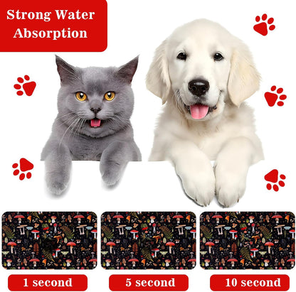 Dog Food Mats for Floors Waterproof Mat for Cat Food and Water Bowls - Absorbent Quick Dry Non Slip Mat for Pet Feeding