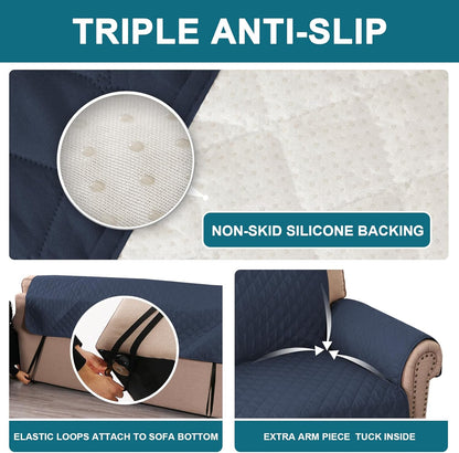 Turquoize 100% Waterproof Sofa Covers Couch Cover Sofa Cover for Dogs Couch Protector Triple Non-Slip Sofa Slipcover for 3 Cushion Couch Furniture Protector for Pets, Kids,Dog (Sofa 70", Ivory)