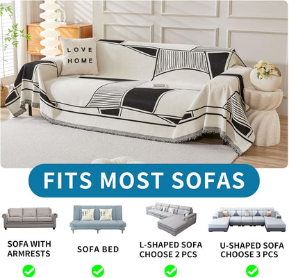 HAOMAIJIA Non Slip Couch Cover Sofa Covers for 3 Cushion Couch Washable sectional Couch Covers for Dogs pet Furniture Protector Couch Cover Blanket for Living Room (Off White, 91"x134")