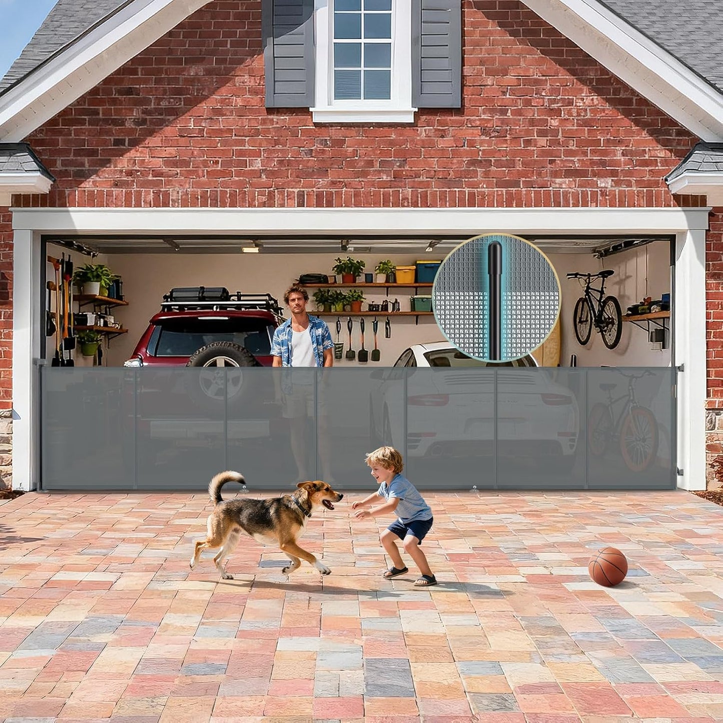 160 Inch Retractable Baby Gates Extra Wide, 42 Inch Extra Tall Retractable Gate, 13 FT Reinforced Retractable Dog Gate with Reinforcement Rod to Prevent Crawling Through, for Doorways, Stairs, Hallway