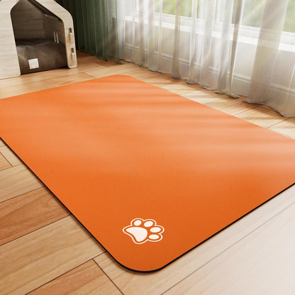 HotLive Dog Food Mat - Absorbent Cat Mat for Food and Water, No Stains Pet Feeding Bowl Mat, Easy to Clean Pet Placemats, Quick Dry Dog Water Dispenser Mat for Messy Drinkers | Paw Dark Grey 12"x 19"