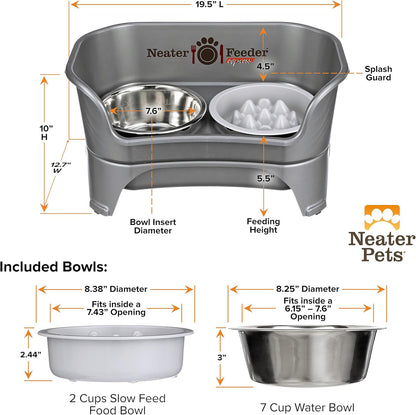 Neater Feeder Express Mess Proof Dog Bowls Elevated for Small Breeds under 15 Lb, Made in USA, No Spill Raised Dog Food Bowl Stand, Stainless Steel Food and Water Bowl Set, Feeding Station, Cappuccino