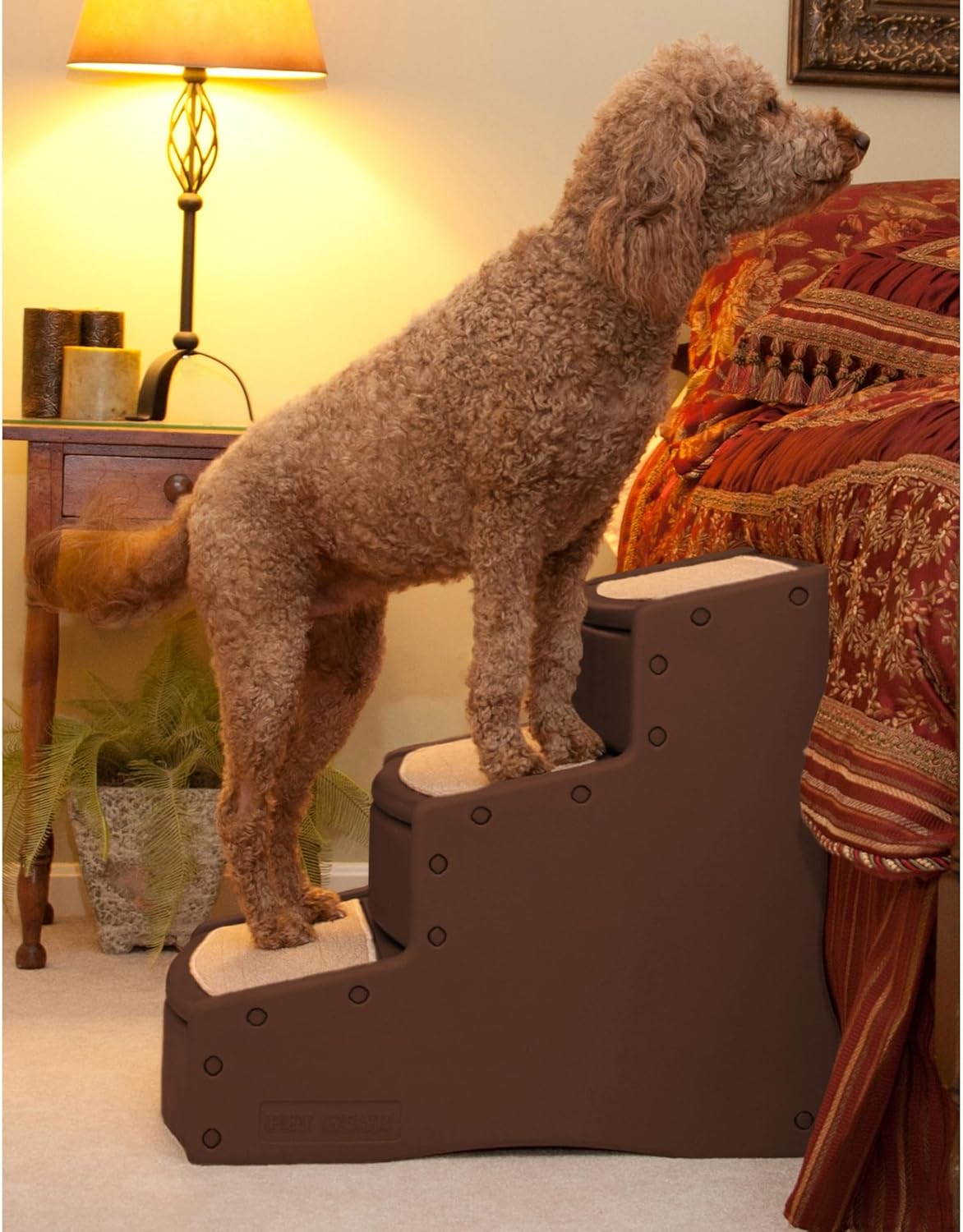 Pet Gear Easy Step III Extra Wide Pet Stairs, 3 Step for Dogs/Cats up to 200 pounds, Removable/Washable Carpet, Easy Assembly (No Tools Required), Sea Salt