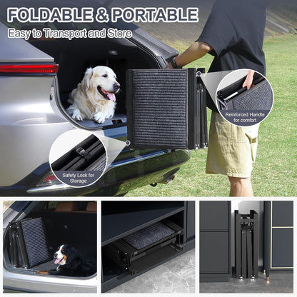 Dog Ramp for Car 71" Extra Long & 17.2" Wide Folding Dog Ramps for Large Dogs with Non-Slip Rug Surface Portable Dog Car Ramp for SUV Car & Truck, Outdoor Dog Ramp Up to 270 LBS